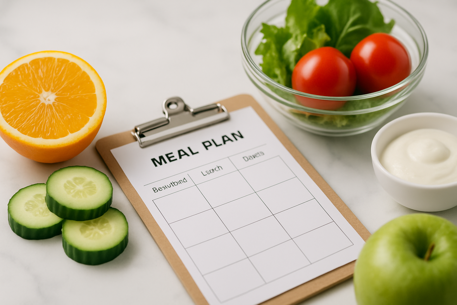 Bunter Tisch mit basischen Lebensmitteln: frisches Gemüse, Obst, Nüsse und Kräuter für eine Basenfasten-Kur