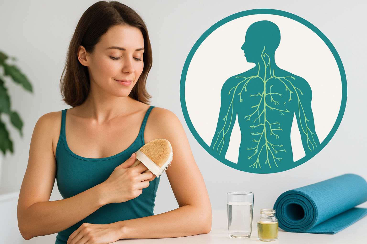 Natürliche Lymphsystem-Entgiftung durch Trockenbürsten und Massage